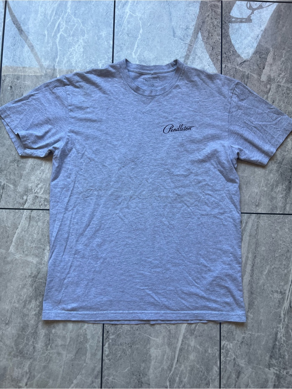 Pendleton Men's Tucson Bison Graphic T-Shirt Gray Short Sleeve Script Logo Sz L